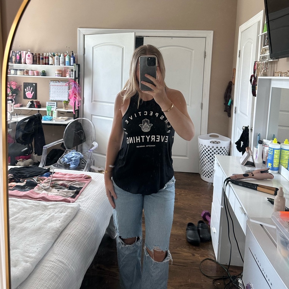 Black Graphic Tank Top